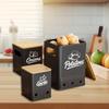 Portable Garlic Storage Bin Set Iron Bamboo Kitchen Container with Ventilation for Vegetable Freshness