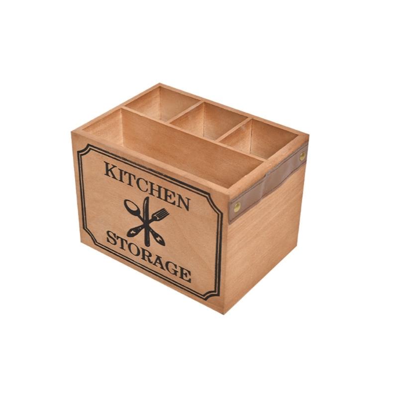 

Practical Wood Storage Box Wood Table Utensils Box User Friendly Cutlery Holder with 4 Compartments for Kitchen Storage 1
