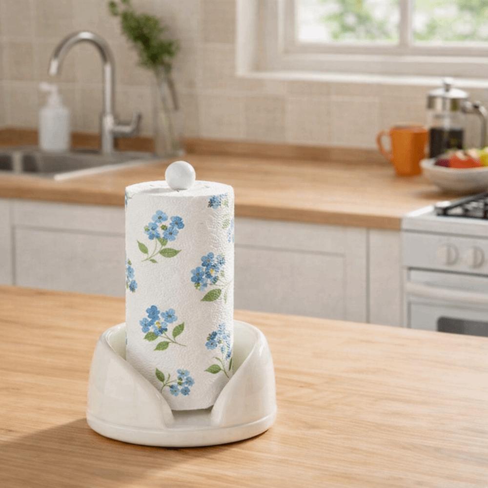 Stainless Steel Rotating Paper Towel Holder Plastic Paper Roll Stand Vertical Napkins Rack  Kitchen