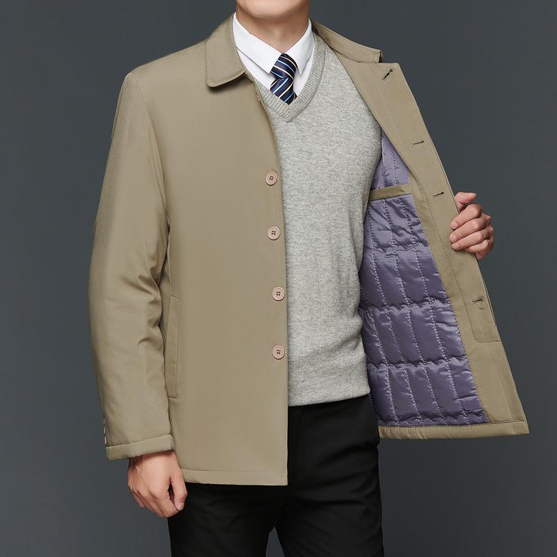 Men's Winter Lapel Jacket - Cotton Coat for Business, Middle-Aged & Elderly