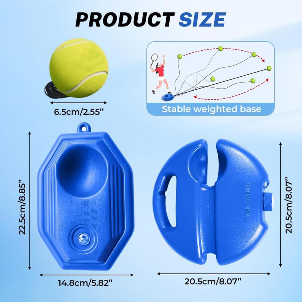 Self Training Tennis Rebounder with Elastic String Single Player Return Ball Trainer for Adults Kids Backyard Beach Practice