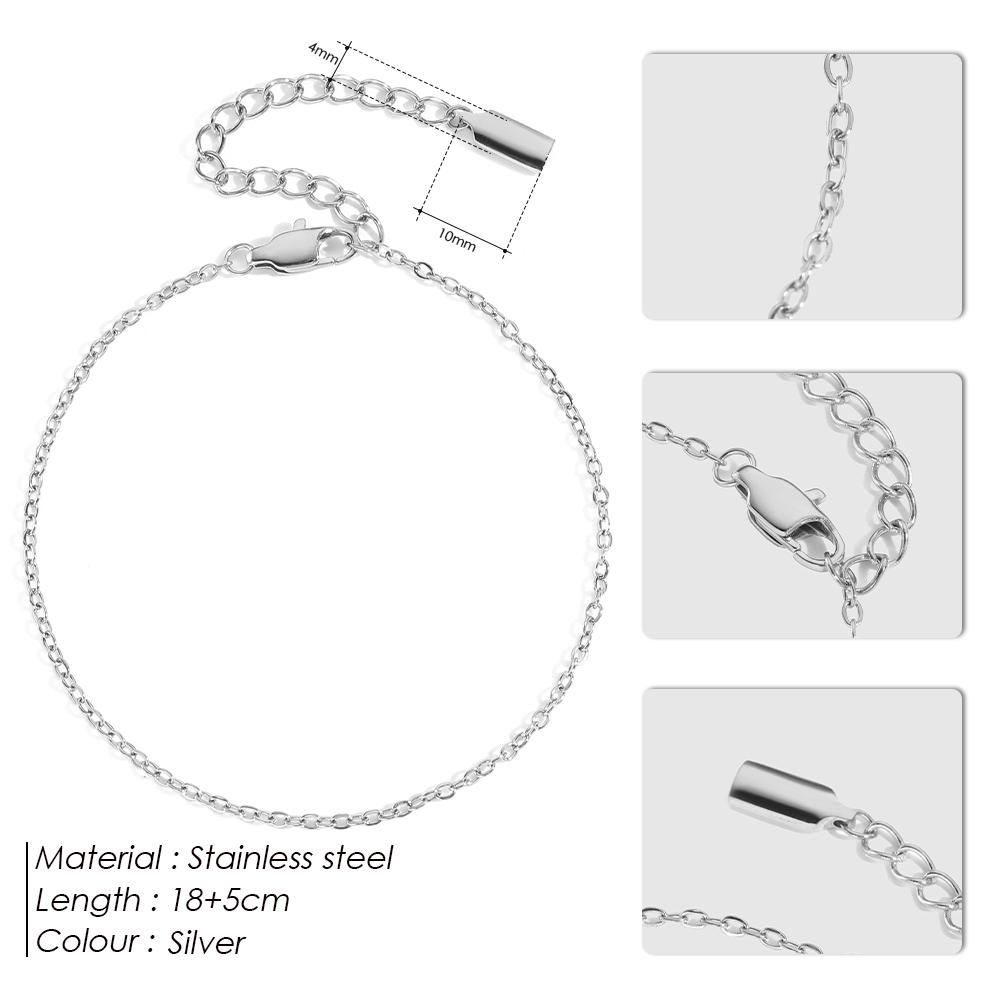 Emanco High-end Oxidation-free Adjustable Multifunctional Anklet with High-gloss Mirror-polished Flat Chain Anklet серебряный