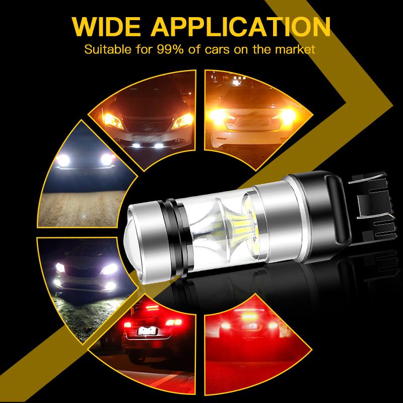 2PCS T20 7443 LED Turn Signal Light 7440 W21W Blub for Subaru Forester/XV Crosstrek/Legacy/Impreza/Outback, Yellow Lamp Canbus