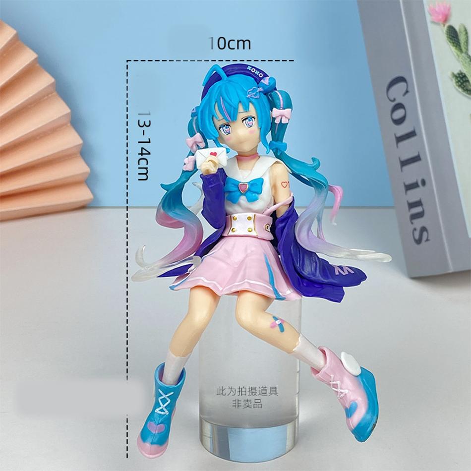 The Hatsune Miku Action Figure Anime Figure Pink Sakura Sitting Position PVC  Model Toy Decoration Collect Gifts