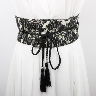 Floral Printed Swan Corset Belt Wide Waist Band Trendy Kimono Belt  for Women