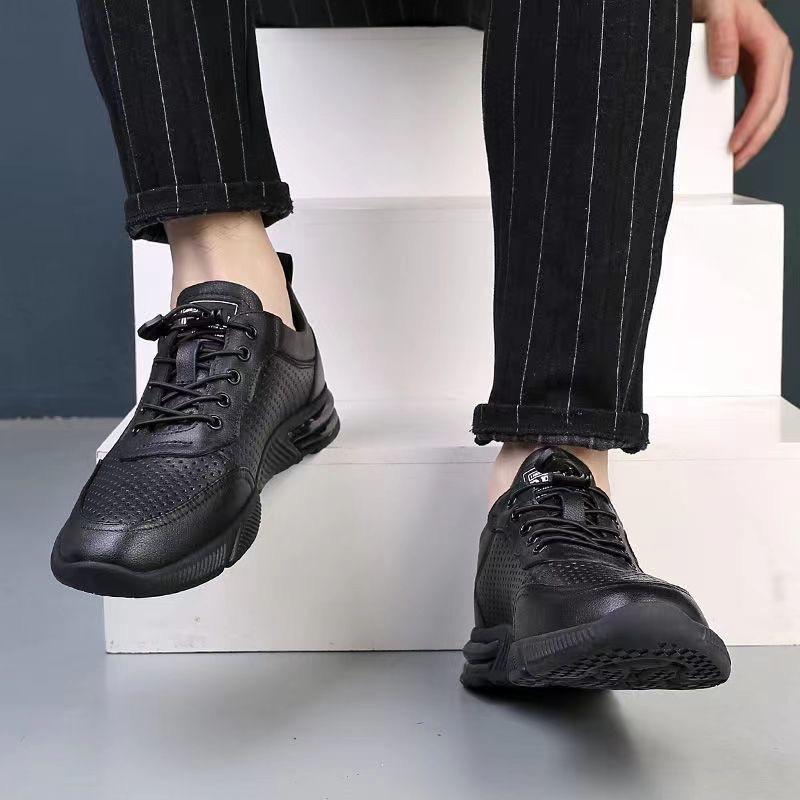 Summer Men's Shoes Breathable Thin Punched Sports Shoes Leather Sandals Mesh Men's Casual and Lightweight Hollow Cool Leather Shoes Men