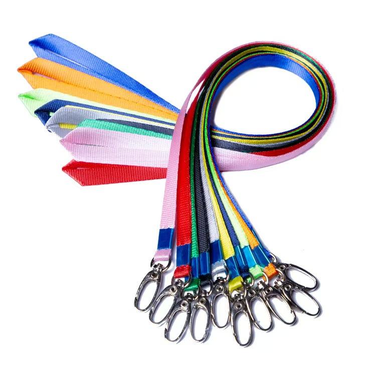 Color Block Thickened Neck Lanyard Strap Metal Hook Badge Holder Lanyard for Workplace ID Name Tag Office Accessories