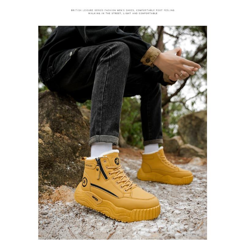 Men's Winter Warm-Lined Thickened Waterproof Anti-Slip Cotton Boots With Thick Sole.