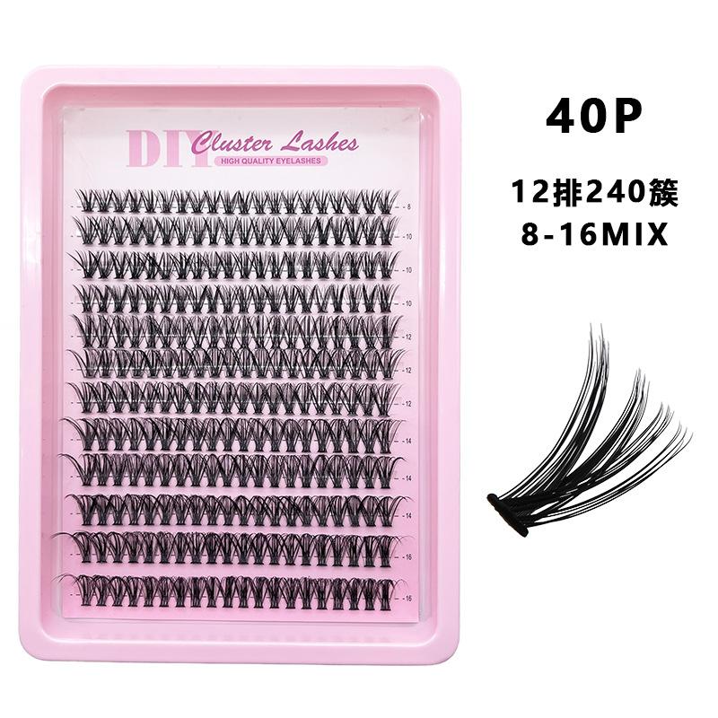 Flat False Eyelashes Stable Segmented Hairs 30P40P50P60P80P14 Rows Curled