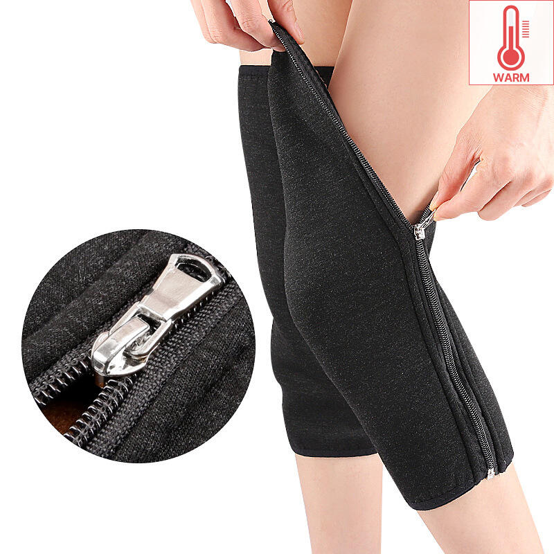 Mesh-up warm winter thermal zipper fleece calf leg warmers