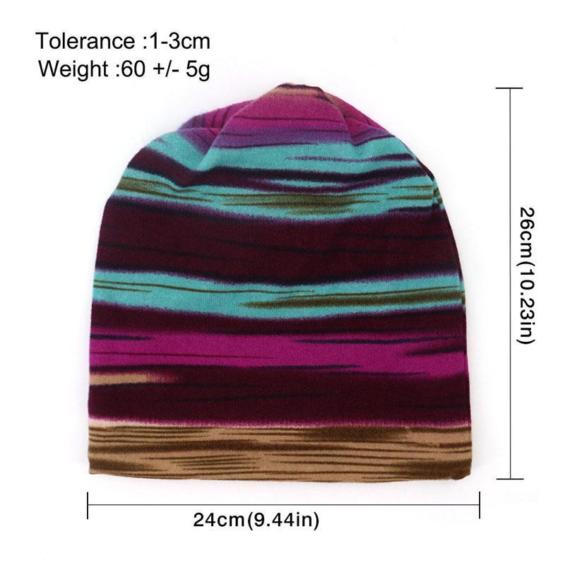 Czapka Paski Miękka Tęczowa Czapki Zimowe Cienko Dzianinowa Na Zewnątrz Ciepła Czapka Beanie Pulower Czapka Podwójnego Użycia Damska Codzienna Czapka