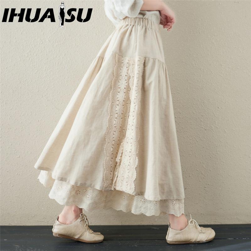 

IHUASU Женская Модная Повседневная Летняя Весенняя Юбка M бежевый