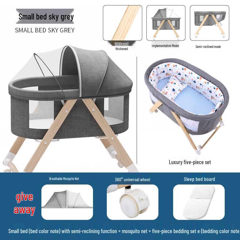 Convertible Foldable Bassinet for Newborns: Portable Baby Rocking Crib Connects to Larger Beds