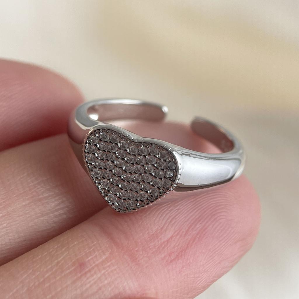 925 Silver Rings for Women Couple Minimalist Handmade Simple Diamond Heart Round Ring Fine Jewelry Gift Prevent Allergy