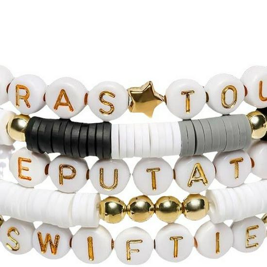 Taylor Swift rajongói színű polimer agyag karkötő angol névvel