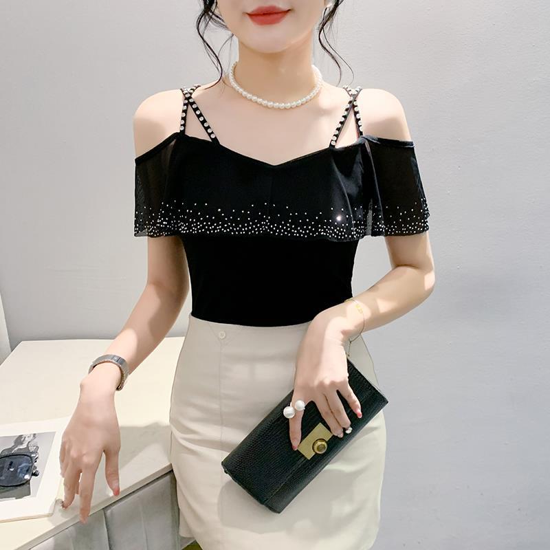 

Летняя мода 2024 года: Сетчатый топ с V-образным вырезом и бретелями, украшенными бриллиантами – Сексуальный, стройнящий и стильный 3XL чёрный