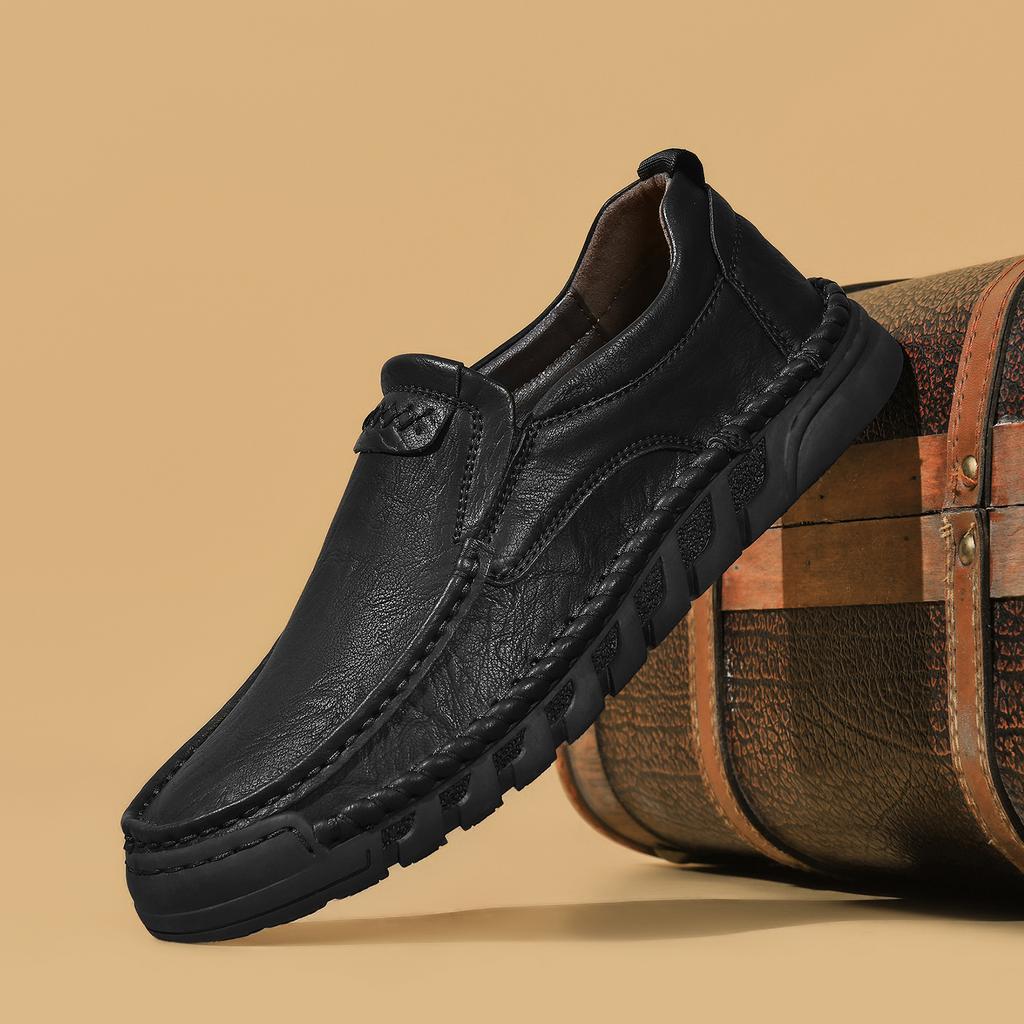 Fashion Genuine Leather Loafers for Men Comfortable Casual Shoes Breathable Male Driving Footwear Moccasin Non-Slip Walking Hiking Shoes