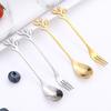 Fork/Spoon Stainless Steel Flatware with Long Handles Rust-Resistant Dessert Utensils for Home Kitchen Restaurant