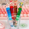 Marker Pen Set Christmas 10-Color Ballpoint Santa Snowman Topper Designs Multi-Color Festive Themed Writing Tool Fun Holiday Gift for Students Friends