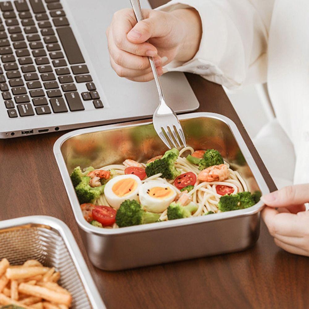 Large Capacity Stainless Steel Storage Box Fine Mesh with Lid Vegetable Washing Basin Durable Rust Proof Food Strainer Food Prep
