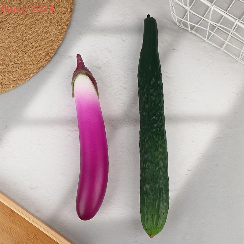 Realistic Soft And Safe Rtificial Simulation Vegetables Ornament Fake Cucumber Aubergine Display Replicas For Photography Props