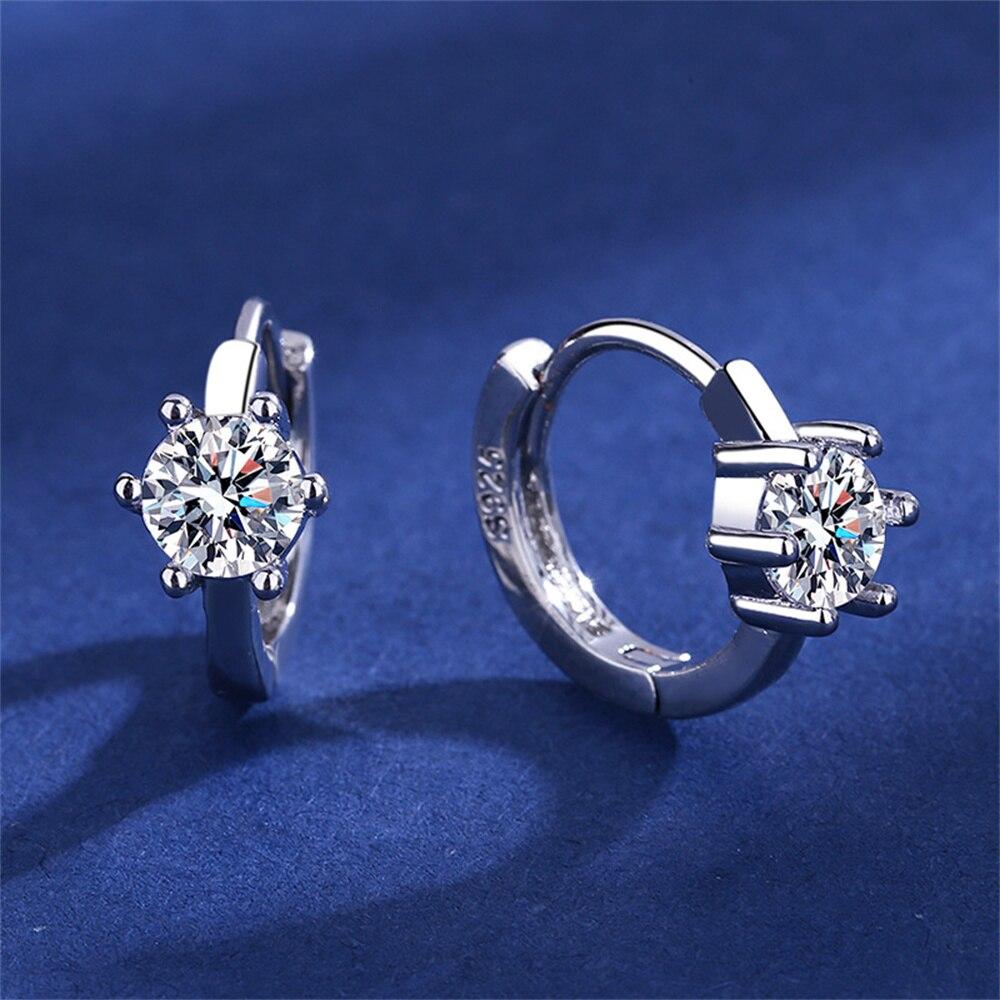 New Arrival Sterling Color Women Earrings Six Claw Cubic Zircon Fashionable Fashionable Micro Inlaid Pair Ear Studs Jewelry Festival