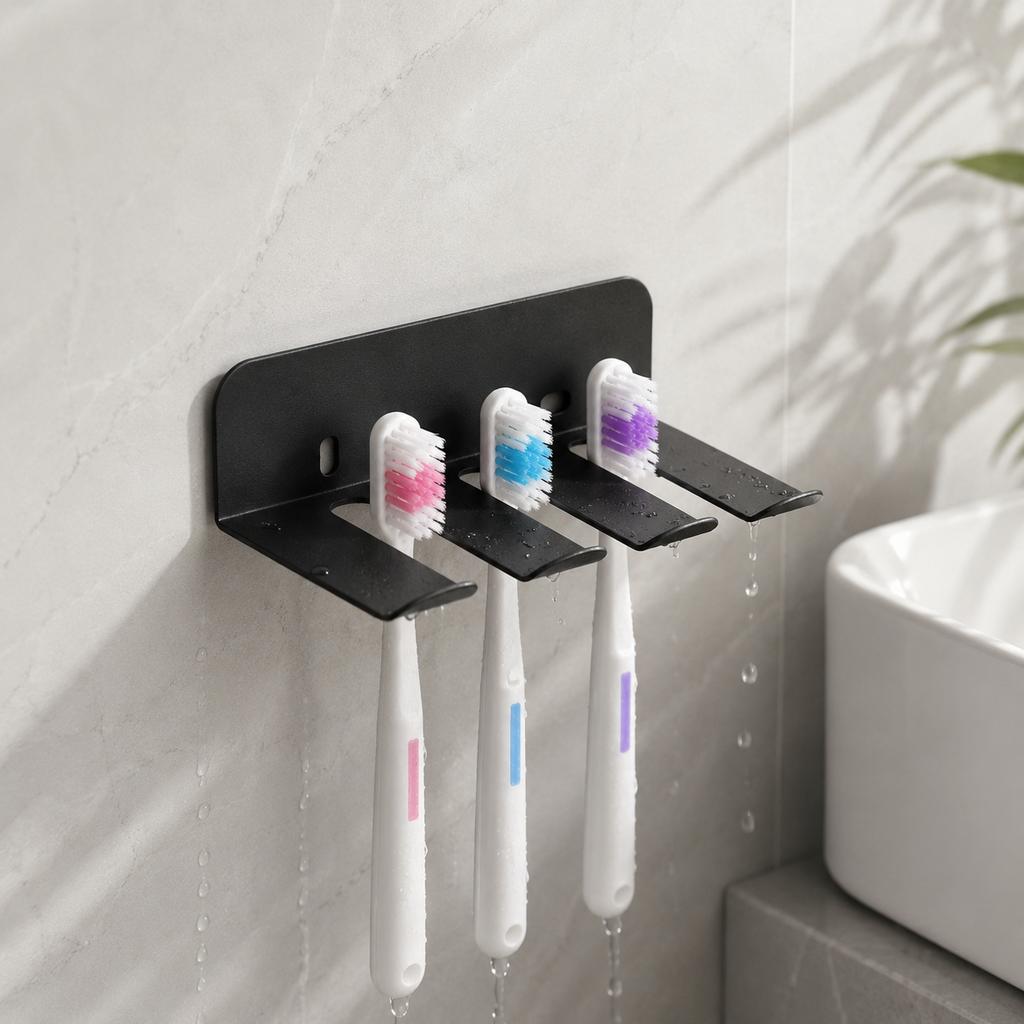 1pc Drill Mounted Multi-Function Iron Storage Rack for Kitchen, Bathroom and Room, Toothbrush Organizer
