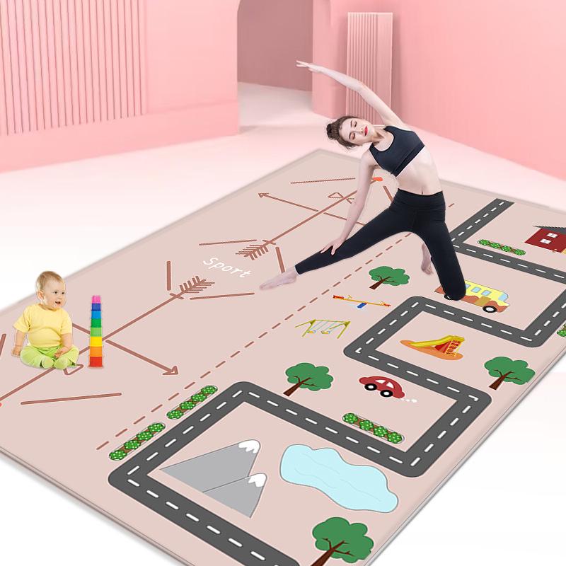 Pogrubiona Antypoślizgowa Mata do Jogi i Fitnessu Redukująca Hałas, Bardzo Szeroka i Długa do Aerobiku w Domu lub Tańca Dzieci