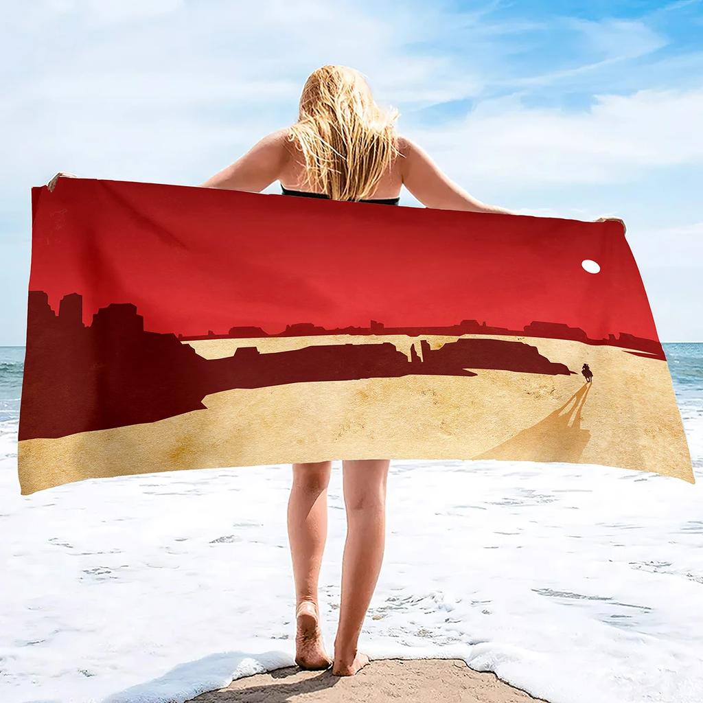 Microfiber Cowboy Print Beach Towels,Beach Towel Oversized,Quick Dry Cowboy On Horse Bath Towel Large,Absorbent Bathroom Towels