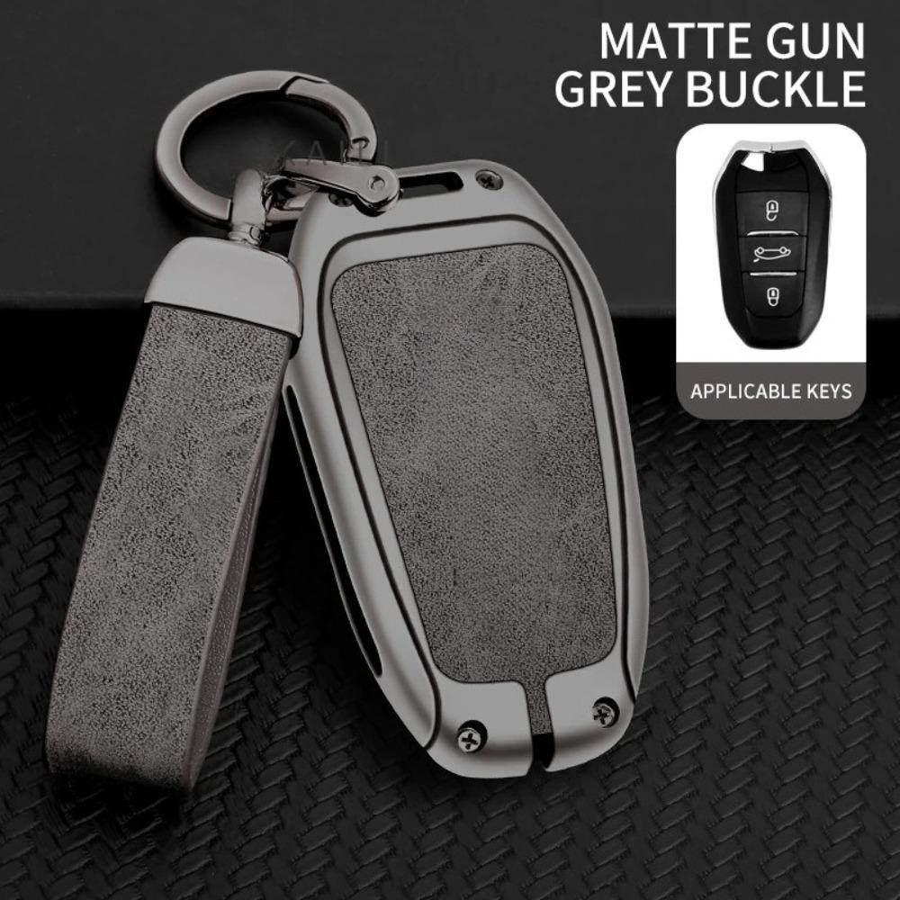 Suitable for Peugeot GT-GTline 308 3008 2008 4008 5008 New Car Key Cover Metal High-end Leather Car Key Cover Auto Accessories