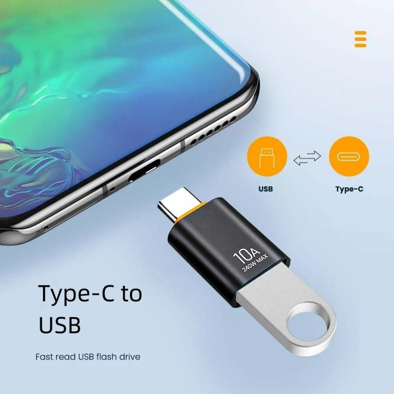 10A OTG USB 3.0 To Type C Adapter TypeC Male To USB Female Converter Fast Charging OTG Adapter For Macbook Laptop Xiaomi Samsung