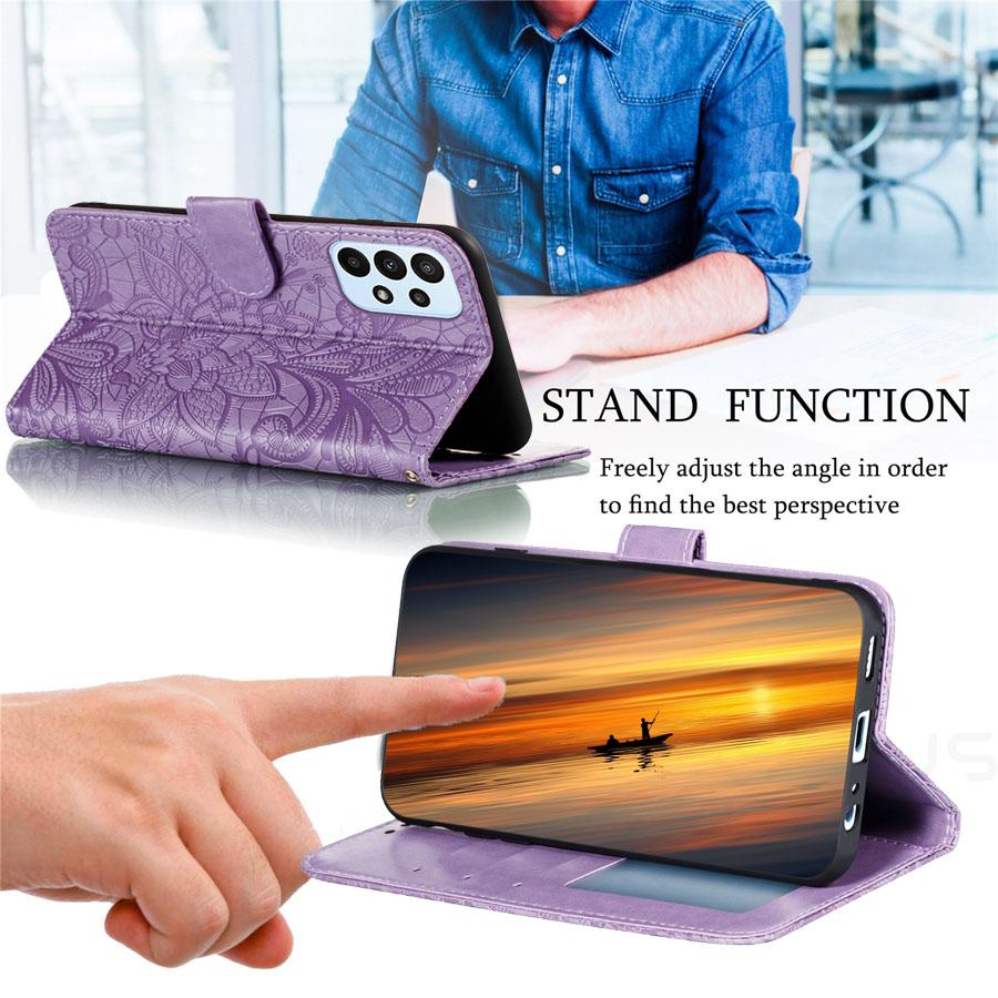 Custodia in Pelle Stile Flip Book Floreale Per Samsung Galaxy A13 A52S 5G A53 A73 A33 A23 A54 A34 A14 A15 5G A22S A12 M12 A32 A72