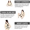 Sexual Bondage Restraint Kit BDSM Leather Thigh Sling Breast Belt Rear Handcuffs Spread Legs Slave Fetish Anal Hooks Fetish