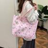 Large Capacity Canvas Tote Bag For Women Stylish Japanese Cartoon Design Ideal For Daily Use