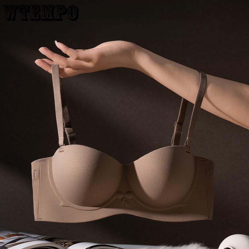 

Gathering Bra for Women Simple and Seamless Lingerie Sexy Collection Accessory Breast Support Adjustable Bra XL бежевий