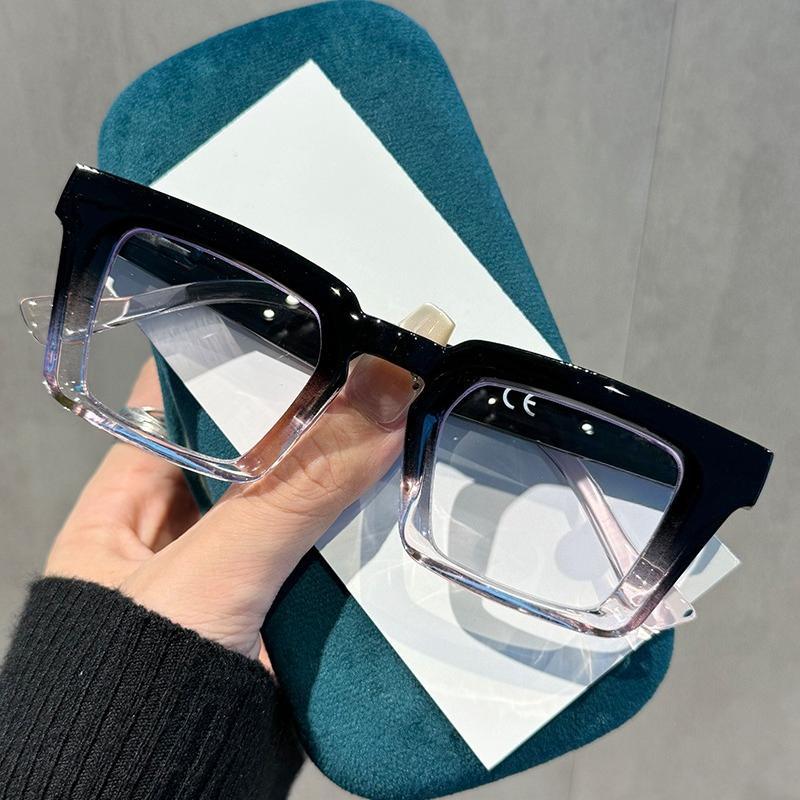 Retro Classic Square Frame Reading Glasses Women Men Vintage Oversize Anti Blue Light Presbyopia Eyeglasses 7colors Eyewear+4.0