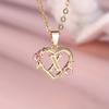 1 Pc Golden Color 26 English Letter Heart Necklace Rose Flower Pendant Wedding Band Jewelry Valentine's Day Gift