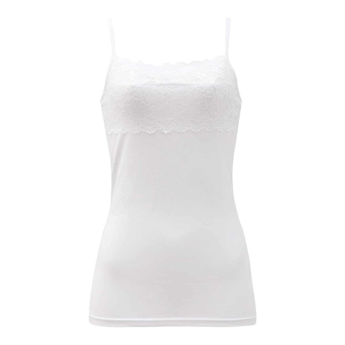 

Кружевной топ-майка с закрытым декольте и подкладкой [Shirohato] (WH-Белый, M)