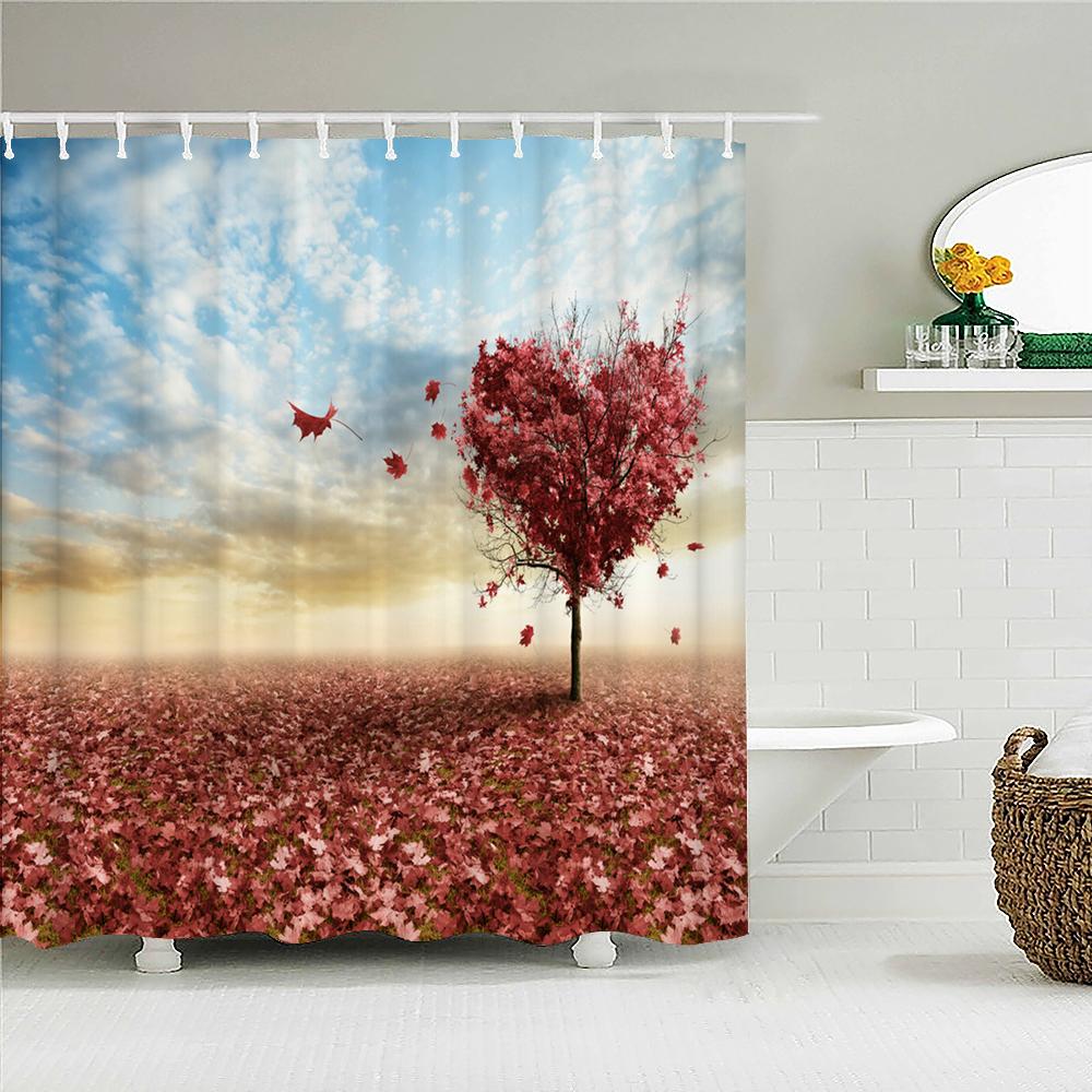 Hochwertiger Wald Natur Landschaft Stoff Duschvorhang Wasserdicht Bedruckt Badezimmer Vorhänge für Badezimmer Dekoration mit Haken