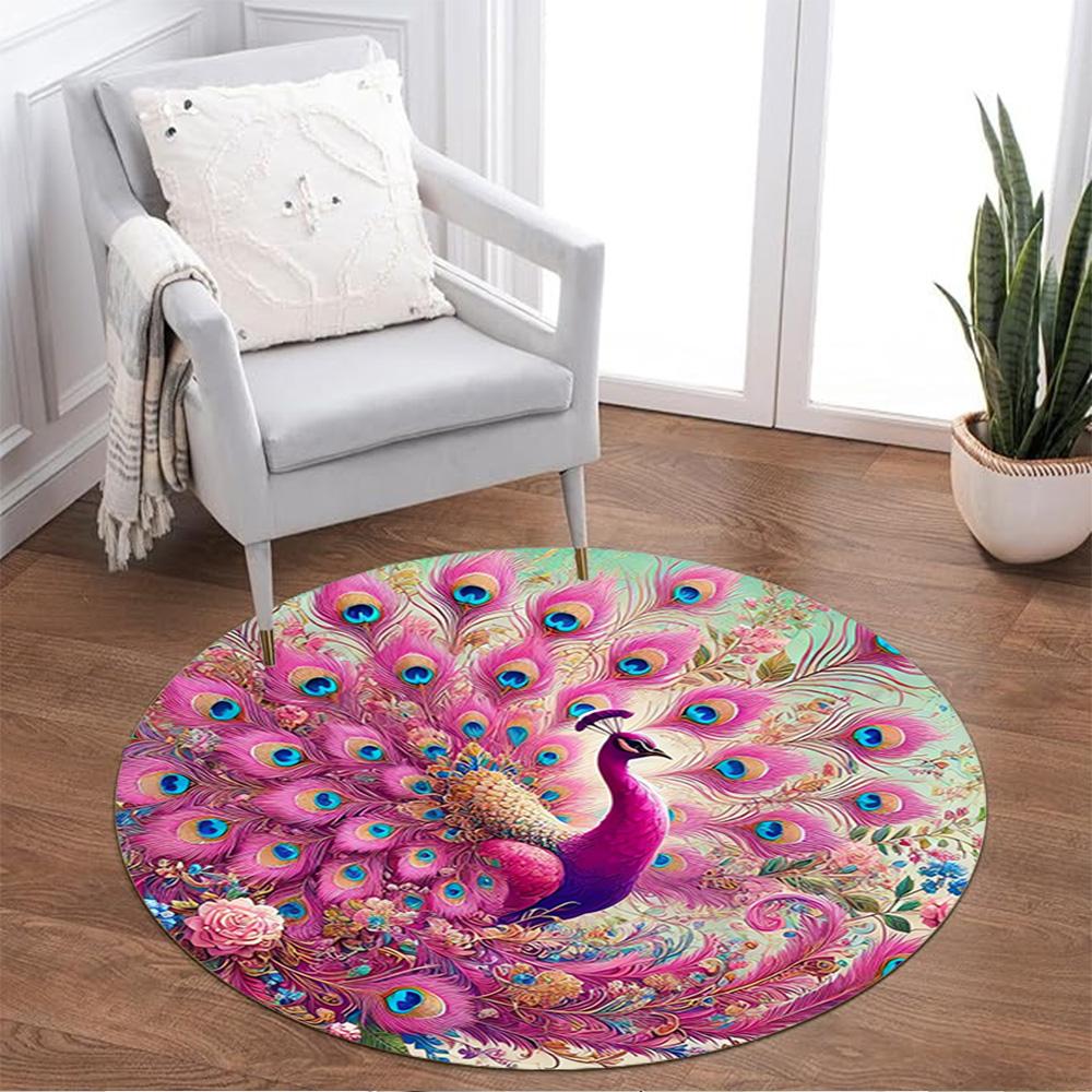 1pc Home Carpet Peacock Design Non-slip Rug for Office Decor and Living Room Gift Ideas