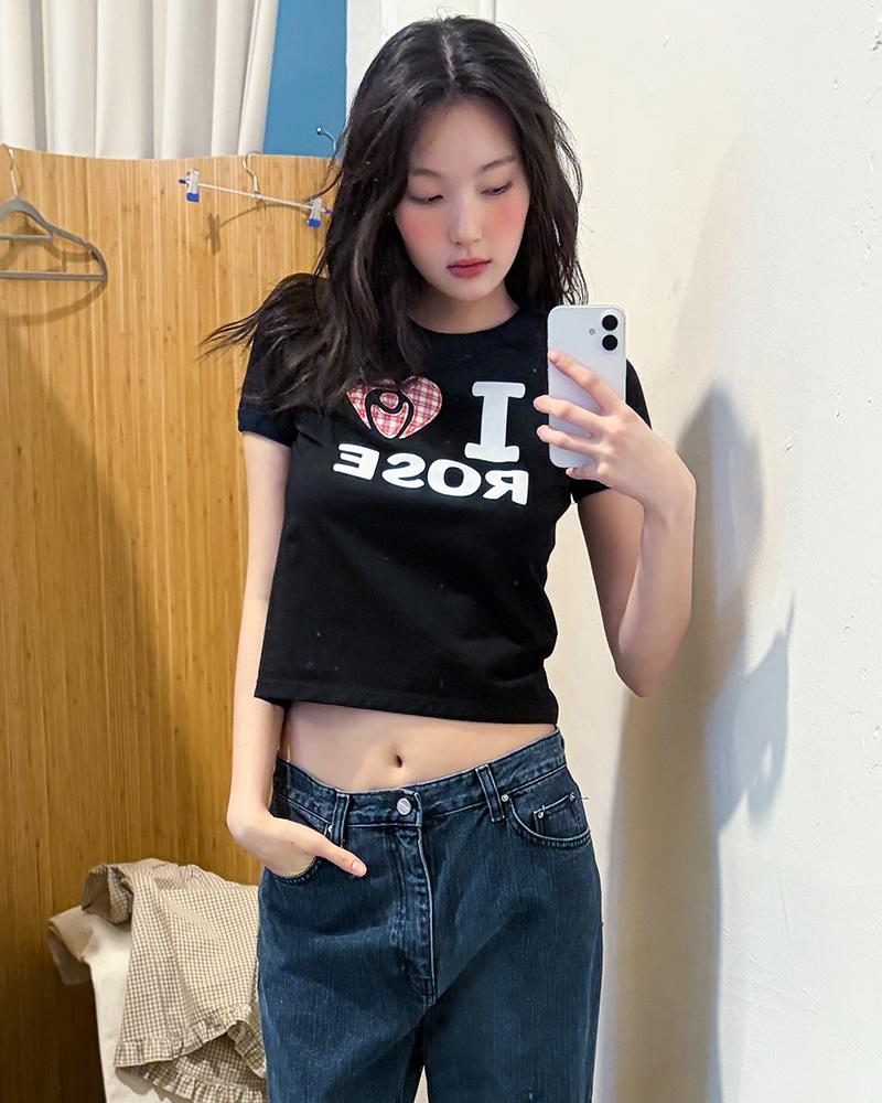 HAVISM I Rose Ringer S/S Tee(Black)