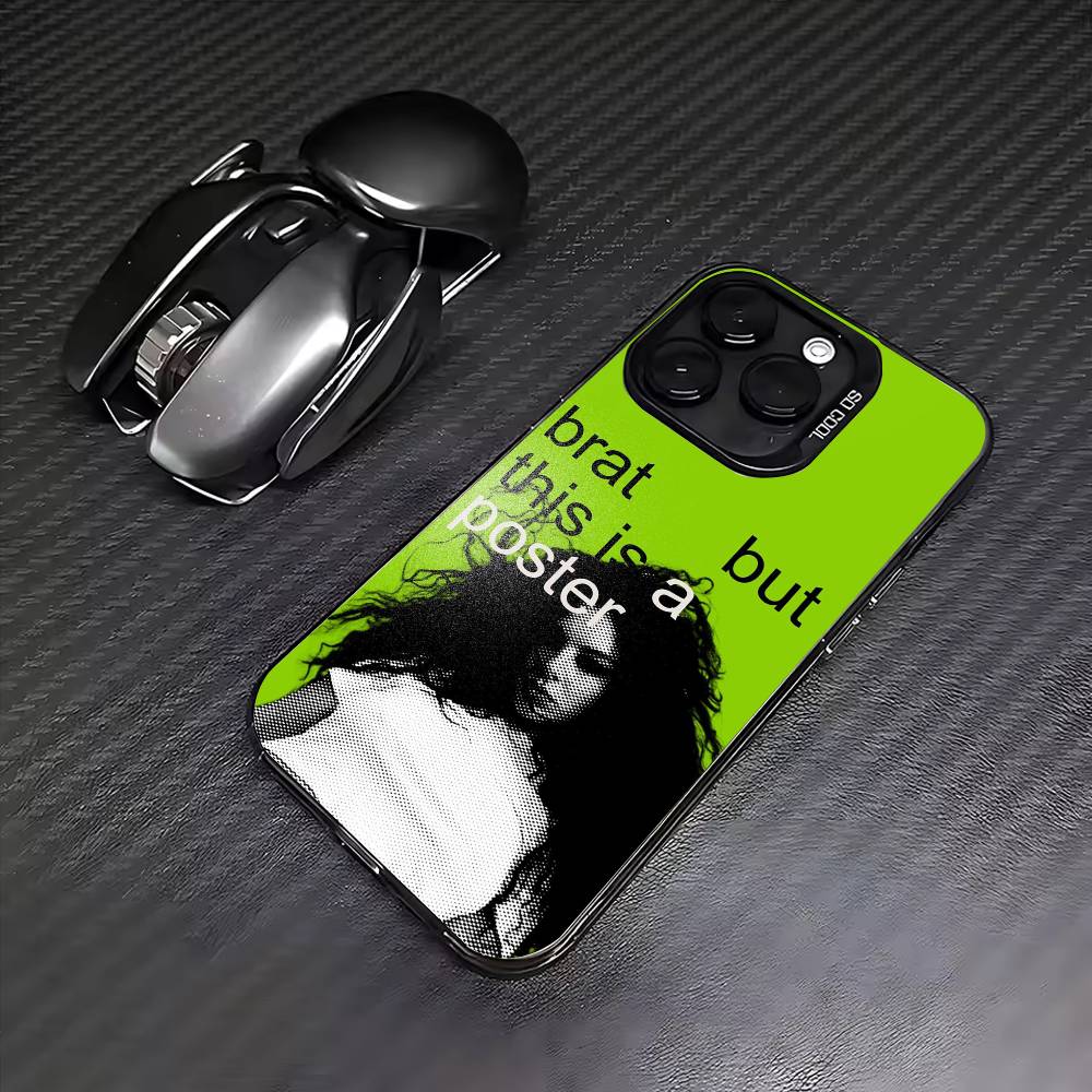 

Charli XCX Brat Phone Case For iPhone17,16,15,14,13,12,11 Plus,Pro Max Colored Silver Plated Inside Cover iPhone15promax
