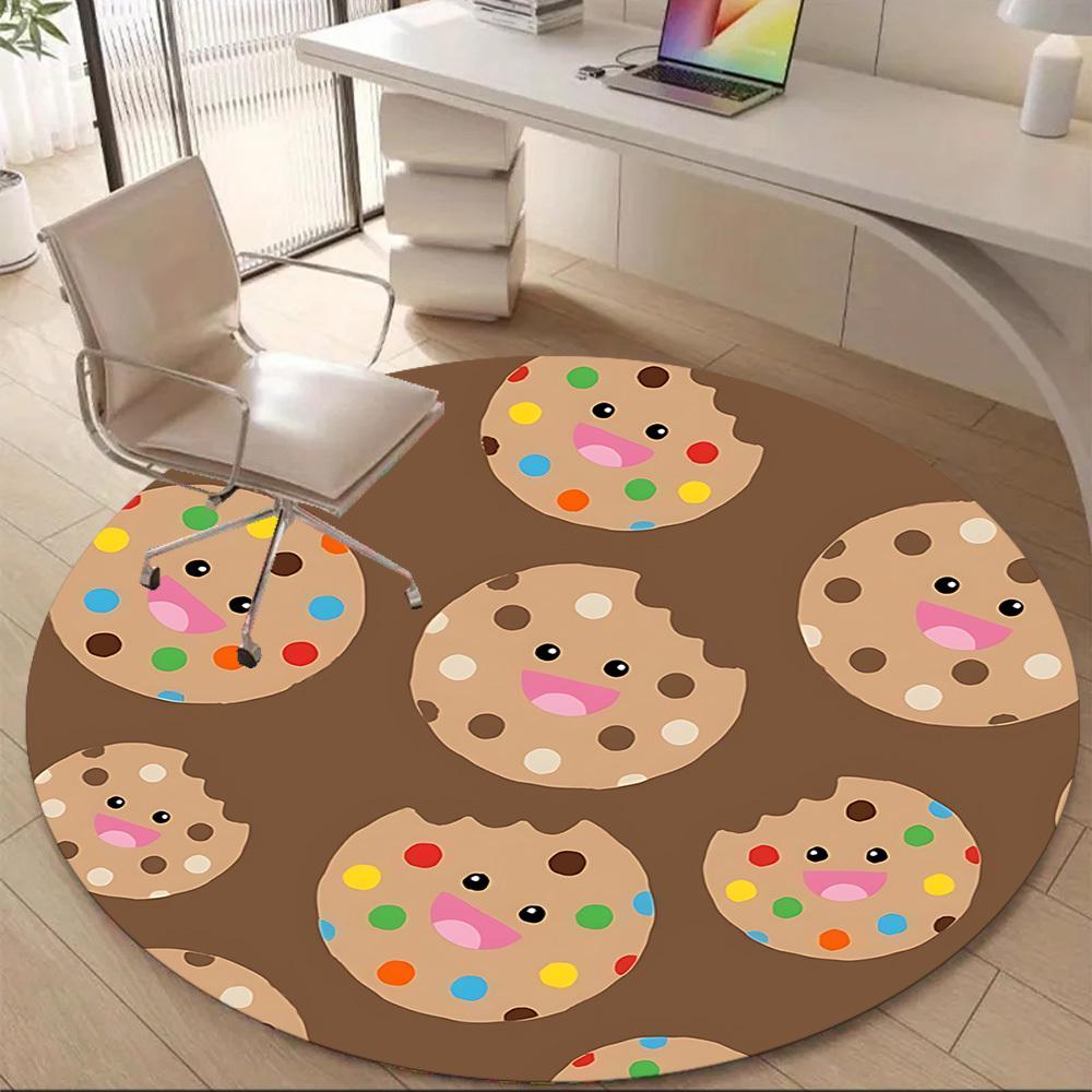 1pc Cookie Circle Office Round Area Rug, Mat Suitable ForOffice, Under Office Chairs Bedroom Living Room Home Decor, Room Deco