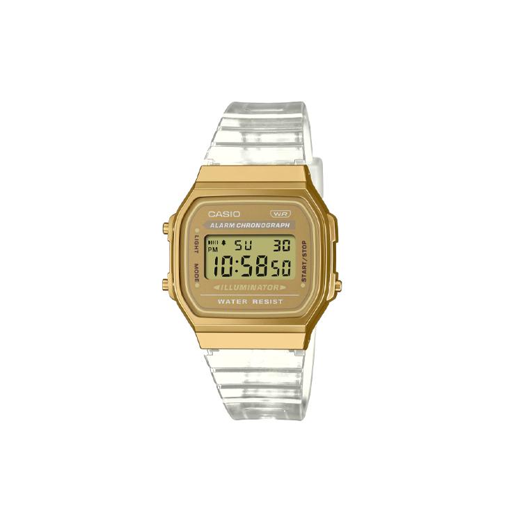 

CASIO Men VINTAGE Series 36.3mm Yellow Watch A168XESG-9A A168XESG-9A Gold Watch Dial