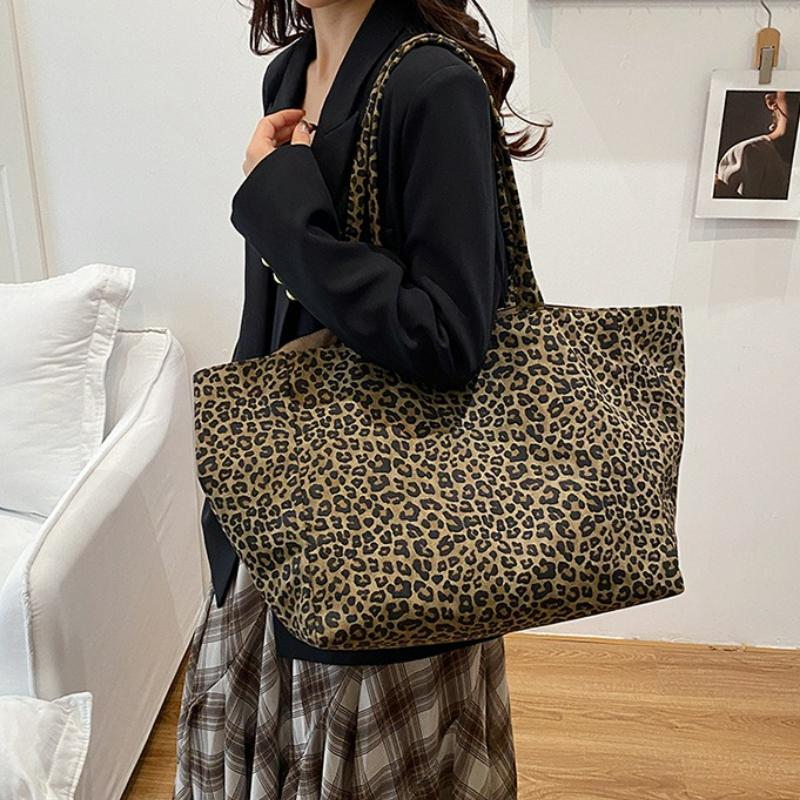 Borsa Tote Leopardata alla Moda da Donna per Tempo Libero e Pendolarismo Borsa a Spalla Grande con Texture Semplice Borsa portaoggetti Uso Quotidiano Casual