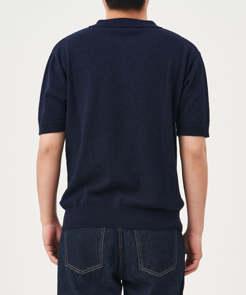 PLAC Basic Short Collar Knit Short Sleeve Navy