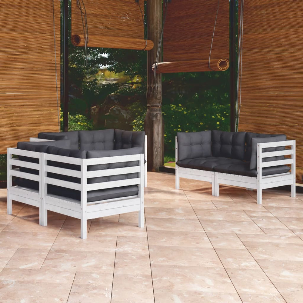 6 Pcs Garden Set with Cushions Solid Pine Wood