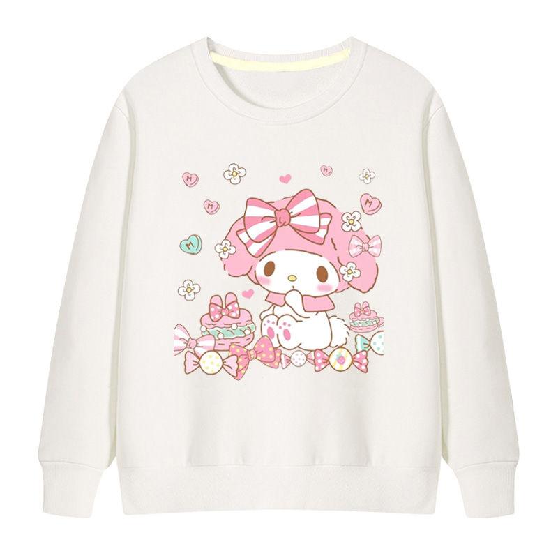 

2025 MINISO Cute Kuromi and Melody Cartoon Anime Peripherals толстовки с капюшоном для мальчиков и девочек свитер с круглым вырезом на весну и осень 130 бежевый