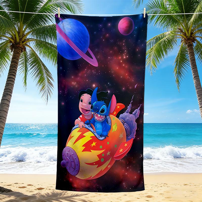 1Pc Space Adventure Stitch Beach Towel, Quick Dry, Multi-Use for Beach Pool Gym Yoga Home Travel, Christmas, Halloween, Xmas Gift M928628