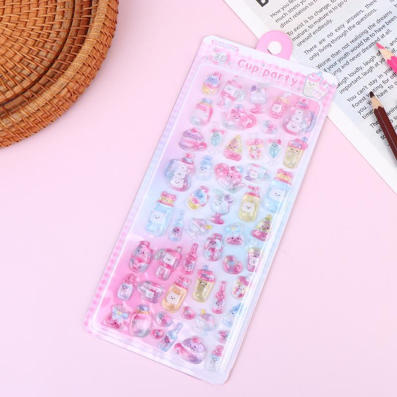 2/4Pcs Cute 3D Embossed Stickers For Scrapbooking Craft Supplies Diy Phone Case Decoration